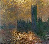 Claude Monet Famous Paintings - Houses of Parliament Stormy Sky